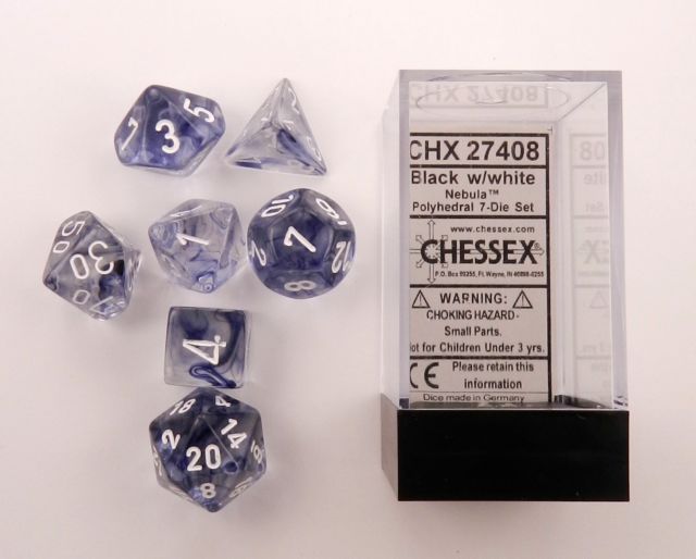 Borealis Black/White Polyhedral 7-Die Set