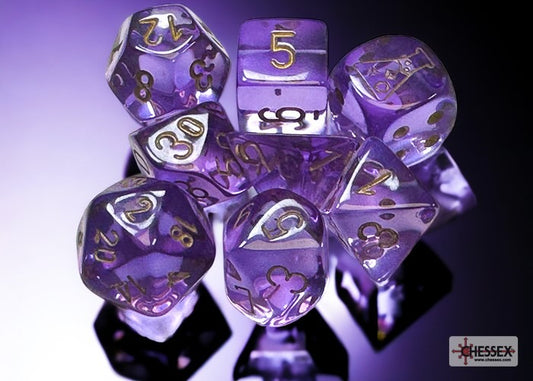 Translucent Lavender/Gold Polyhedral 7-Die Set (w/ bonus die)