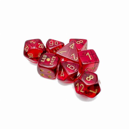 Translucent Crimson/Gold Polyhedral 7-Die Set (w/ bonus die