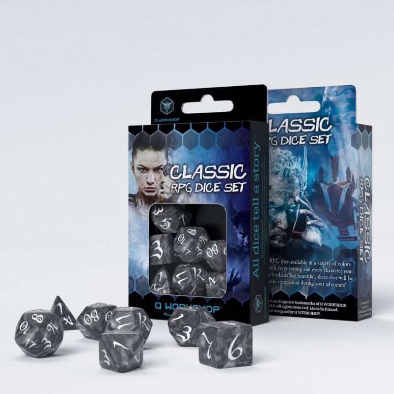 Classic RPG Dice Set: Smoky & White