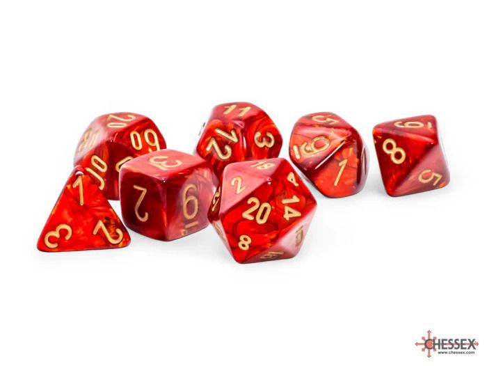 Scarab Mega-Hedral Scarlet/Gold Polyhedral 7-Die Set