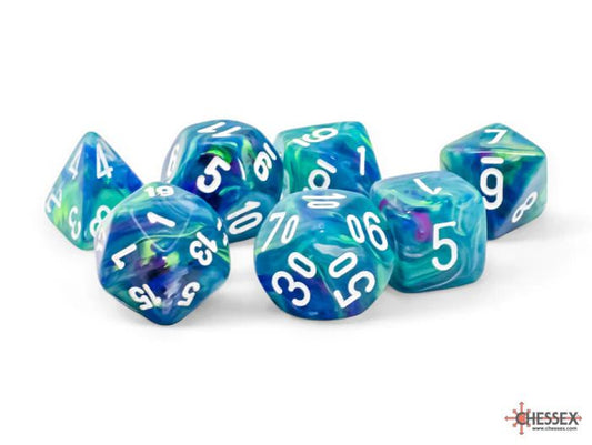 Festive Mega-Hedral Waterlily/White Polyhedral 7-Die Set