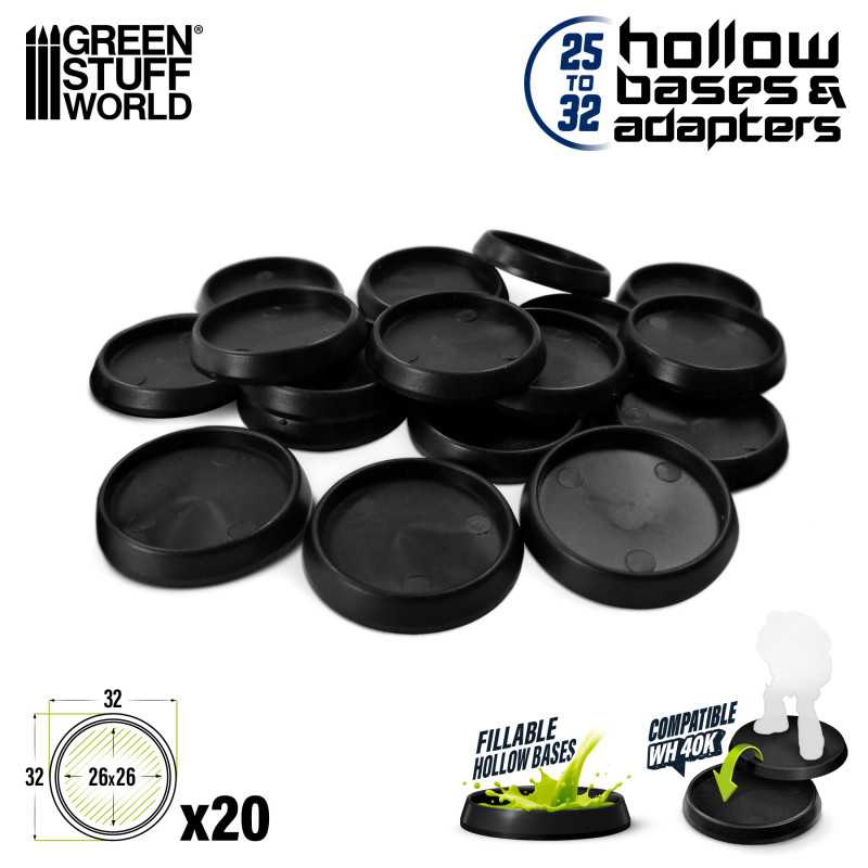 Hollow Plastic Bases - BLACK 32mm