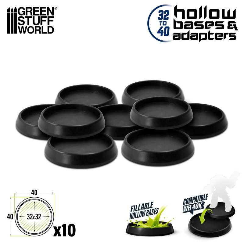 Hollow Plastic Bases - BLACK 40mm