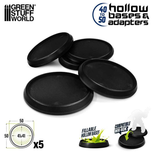 Hollow Plastic Bases - BLACK 50mm