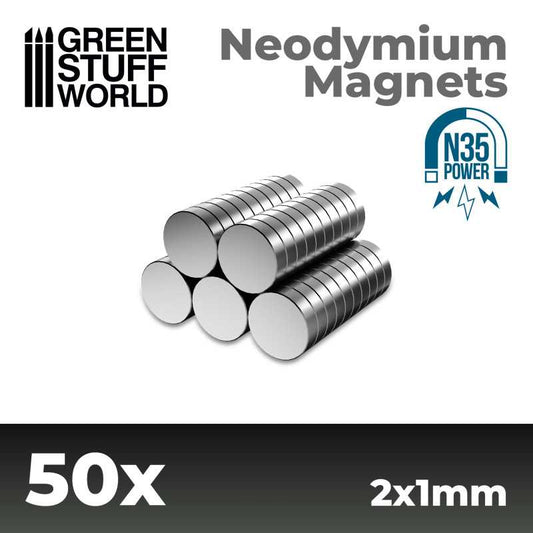 Neodymium Magnets 2x1mm - SET x50 (N35)