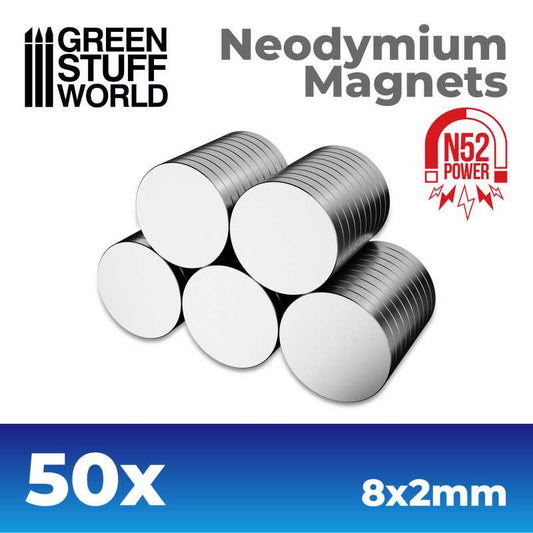 Μαγνήτες νεοδυμίου 8x2mm - 50 μονάδες (N52)
