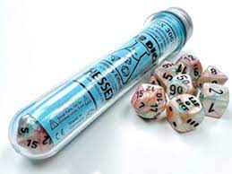 Chessex - Lustrous Polyhedral Sea Shell/black Luminary 7-Die Set (with bonus die)
