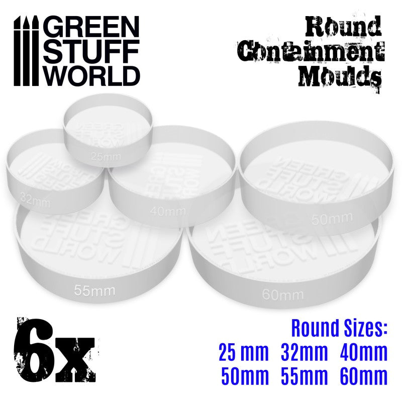 Translucent white Containment Moulds for Bases - Round x6